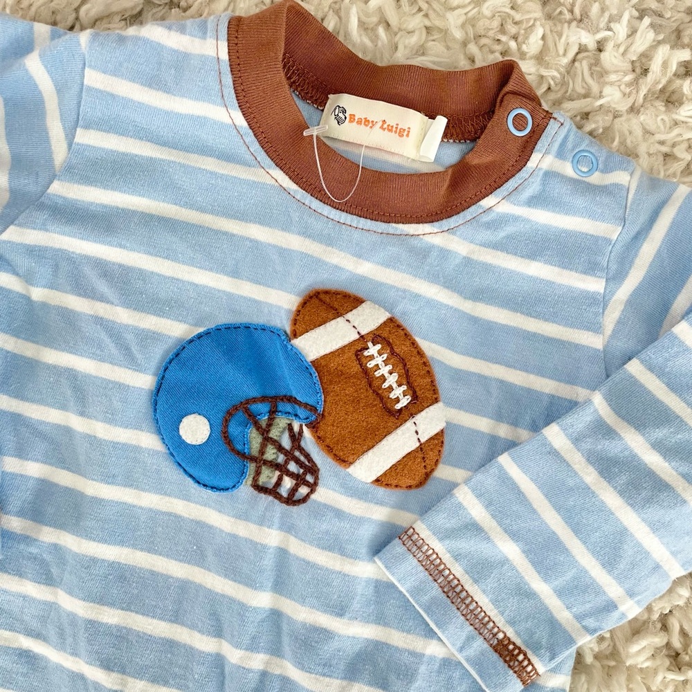 Luigi Football Appliqued Stripe One Piece - Picture 2 of 3